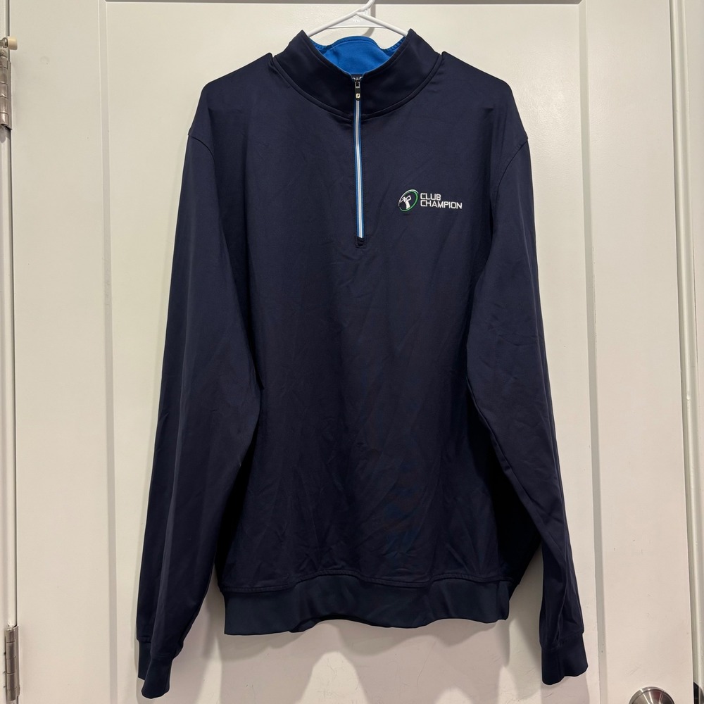 FootJoy Mens XL Navy Blue Club Champion Quarter Zip Golf Pullover Sweater